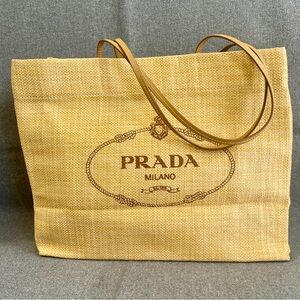 New Prada beach raffia style medium tote